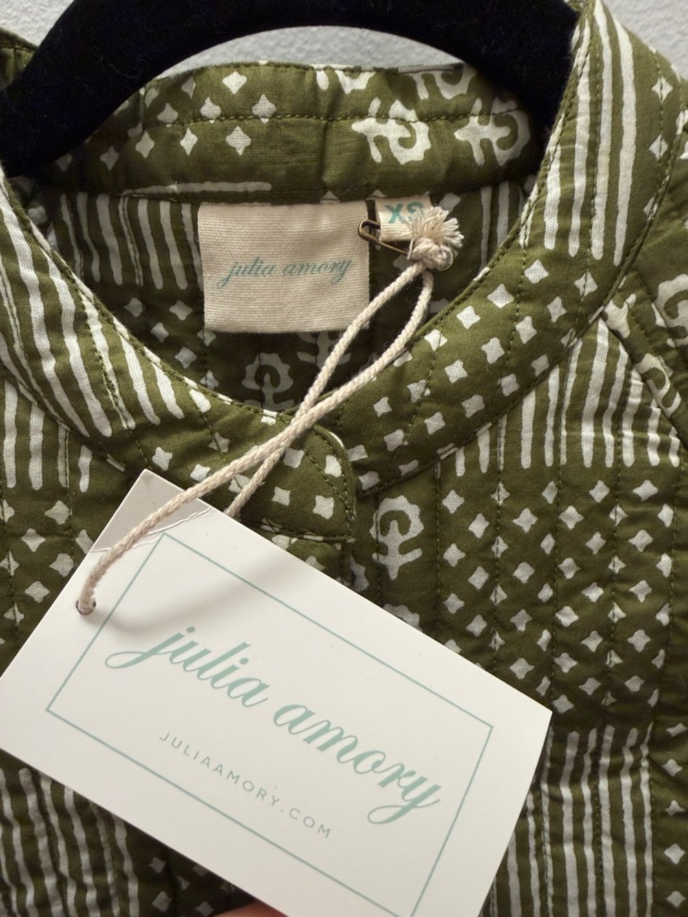 Quilted Olive Green Patterned Jacket - Picture 3 of 5